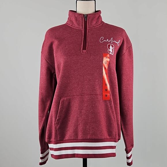 Champion x Stanford University Quater Zip Pullover Red Sweatshirt | Women's M - Picture 1 of 14